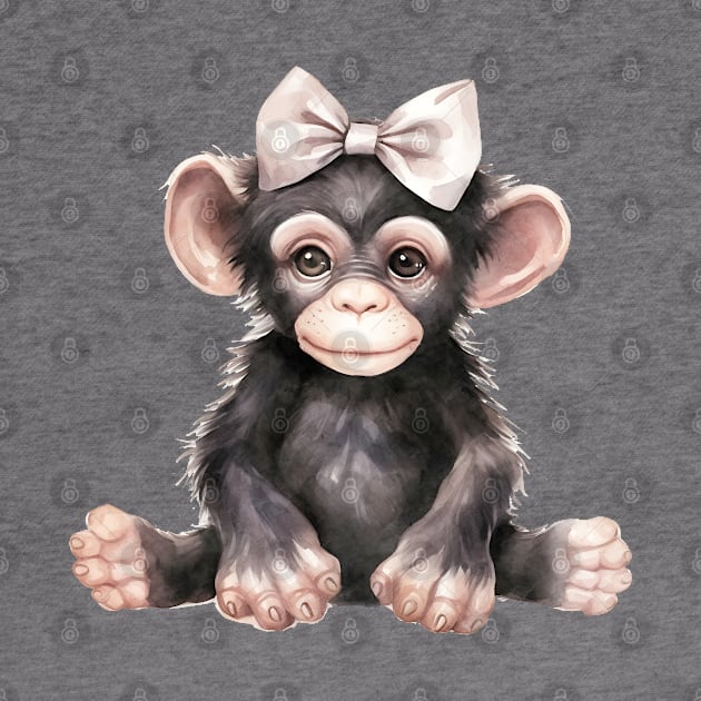 Chimpanzee Wearing Bow by Chromatic Fusion Studio